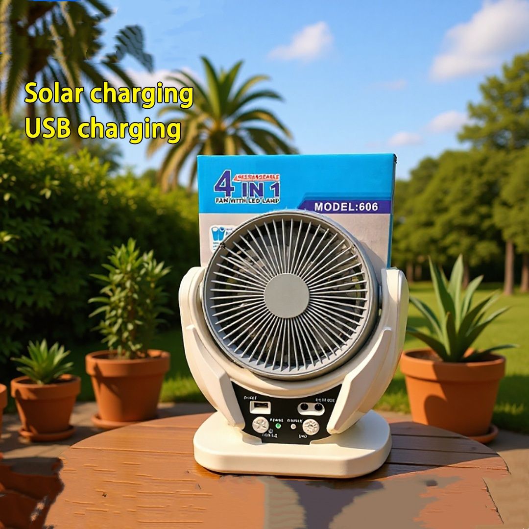 - Mini Solar Camping Fan - LED Lighting, Large Capacity Rechargeable Battery, Solar & USB Dual Charging, Portable Outdoor for Camping Picnics