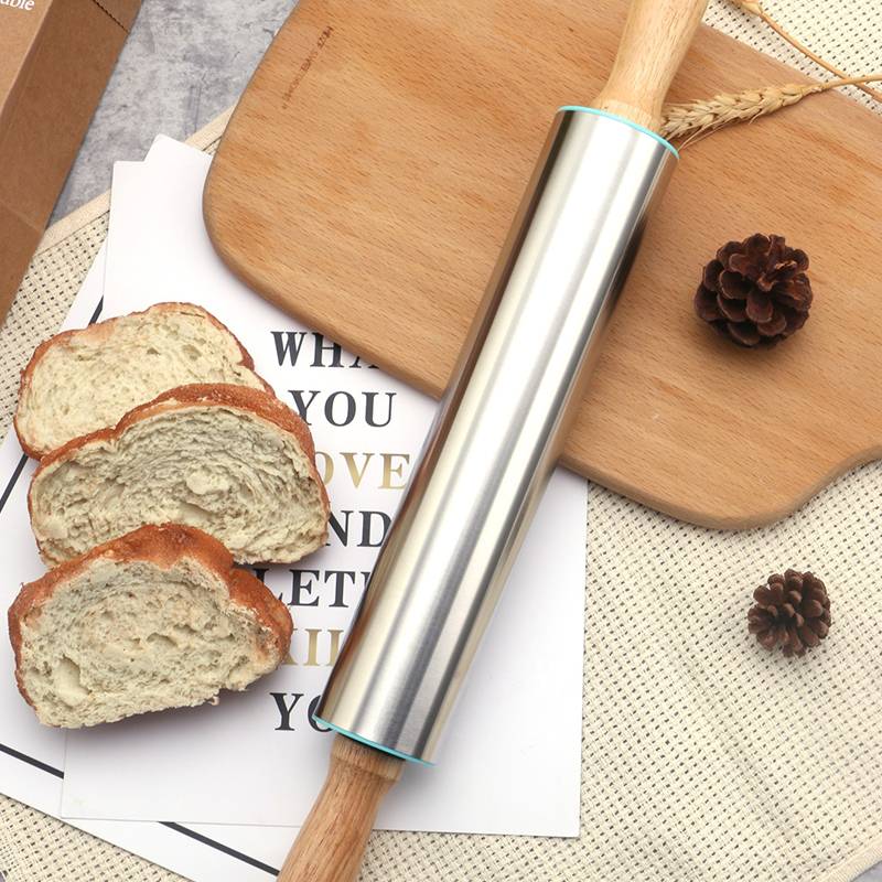 HY-20168088201 Rolling Pin for Baking | Stainless Steel Rolling Pin | Smooth Light Weight Non-Stick Roller for Baking Cookie, Pizza, Fondant, Pie Crust, Dough, Pastry