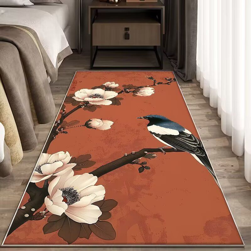 New Chinese style bedroom living room square carpet, 3D printed carpet, anti slip bedside carpet, rectangular crystal velvet carpet 40*60cm,50*80cm,60*90cm