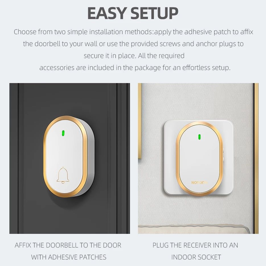 【Malaysia 3-pin Plug】Wireless Doorbell Smart Door Bell 60 Chime 110DB 300M Long Range Doorbell Waterproof Dustproof Call