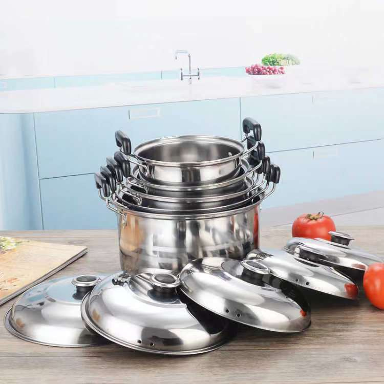 6Pcs Steamer Pots Cookware Set Stainless Steel Multi-Function Cooking Pot Large Stock Pot Kitchenware Inox Stock Casserole Set