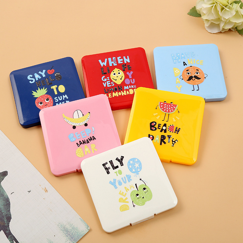 10-17-2 Creative Cartoon Fruit Pattern Mask Storage Box PP Mask Case Household Moisture-proof Mask Box Go out Dustproof Storage Mask Container Organizer Holder