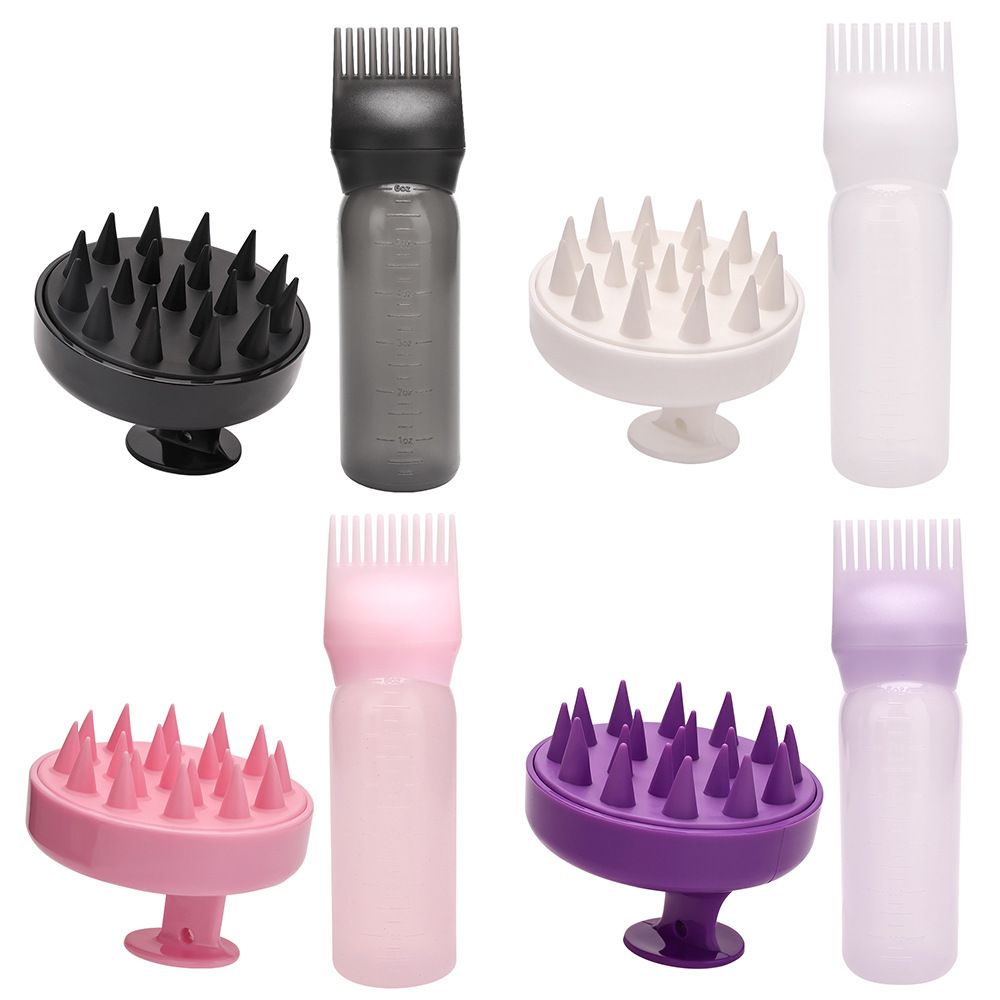 Hair Care Kit with Applicator Bottle & Scalp Massager Brush, 2pcs Set for Hair Dyeing, Scalp Treatment & Washing, 160ml Root Comb Applicator Bottle with Graduated Scale + Soft Silicone Shampoo Brush, Salon-Quality Hair Styling Tools
