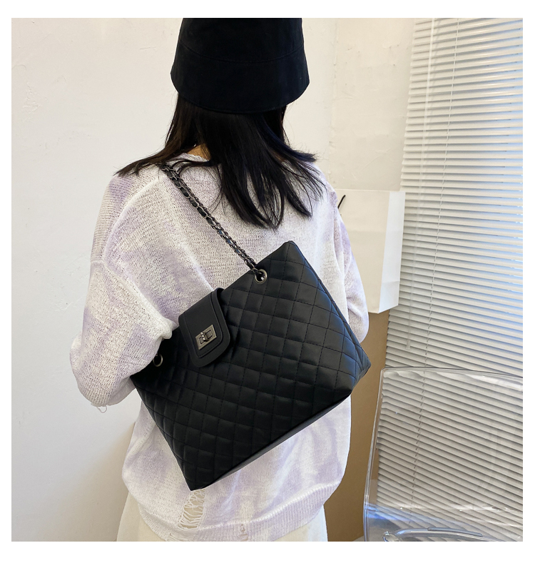 Large Capacity Women Shoulder Bag Lady Tote Chain Plaid Women Handbag