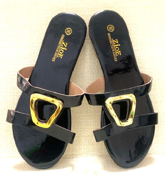 Lady Shoes Girls Fashion Flat Slides Slippers Outdoor With Meta Gold crown design Sandals Women (Slides)