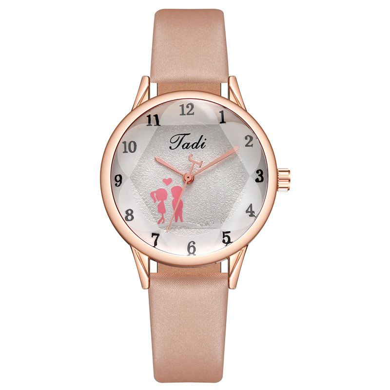 PD1017 Fashion Women's Digital Chronograph Wrist Watch Cute Cartoon Couple Face Quartz Belt Strap Ladies Watches