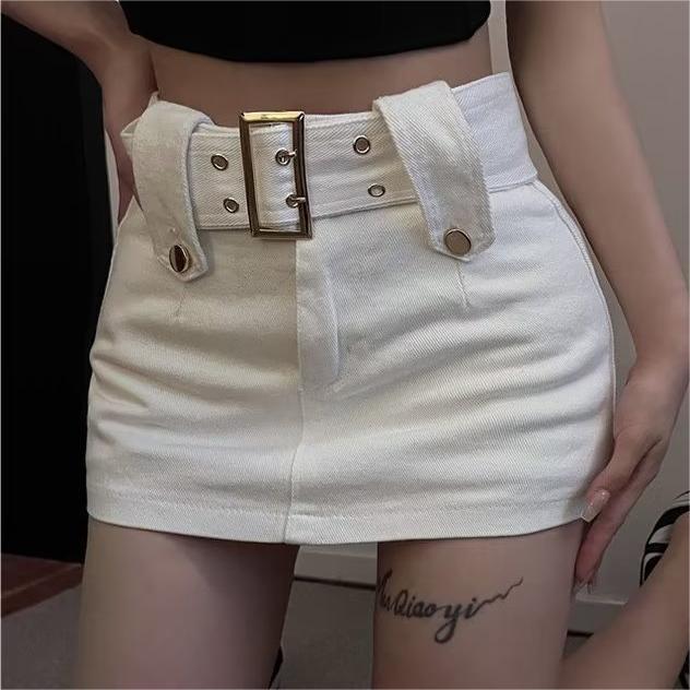 MDNZ 289 Women's Summer New Retro Hip Skirt White A-Line Skirt