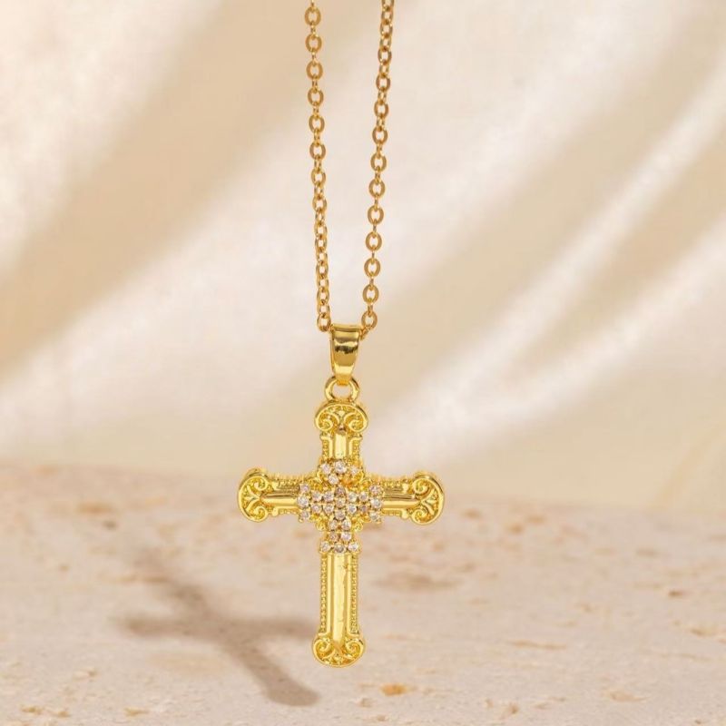 New fashion trend cross necklace,women girl gold,jewelry,free shipping