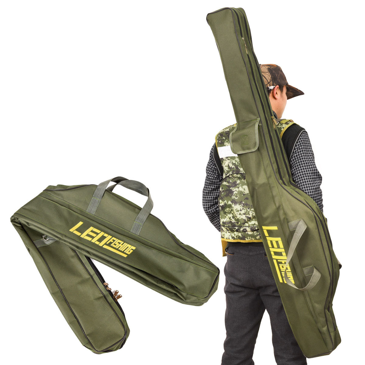 27746 Double Layer Large Capacity Collapsible Carp Fishing Rod Bags Multi Pocket Sea Fishing Tackle Foldable Package