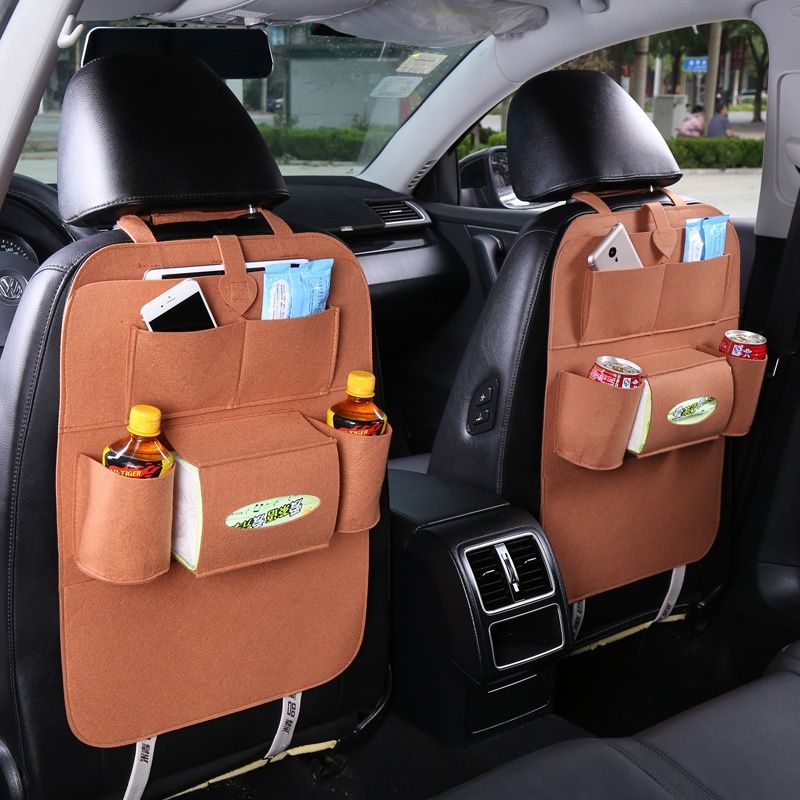 Car Seat Hanging Storage Bag Multifunctional Felt Backseat Organizer Interior Creative Storage Pouch for Vehicle

