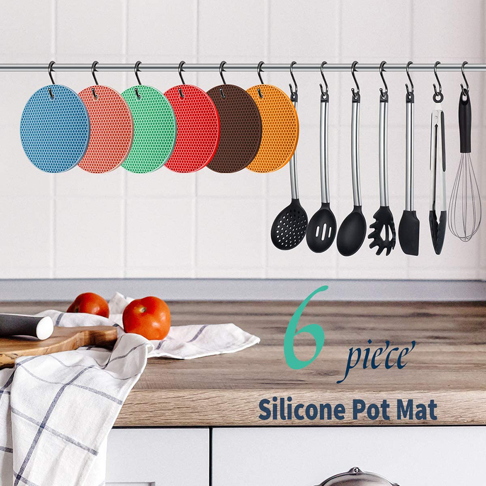 Silicone Insulation pad Pot Mat Trivet Pad Heat Resistant Anti-Slip for Table Oven Mitts (6 pack)
