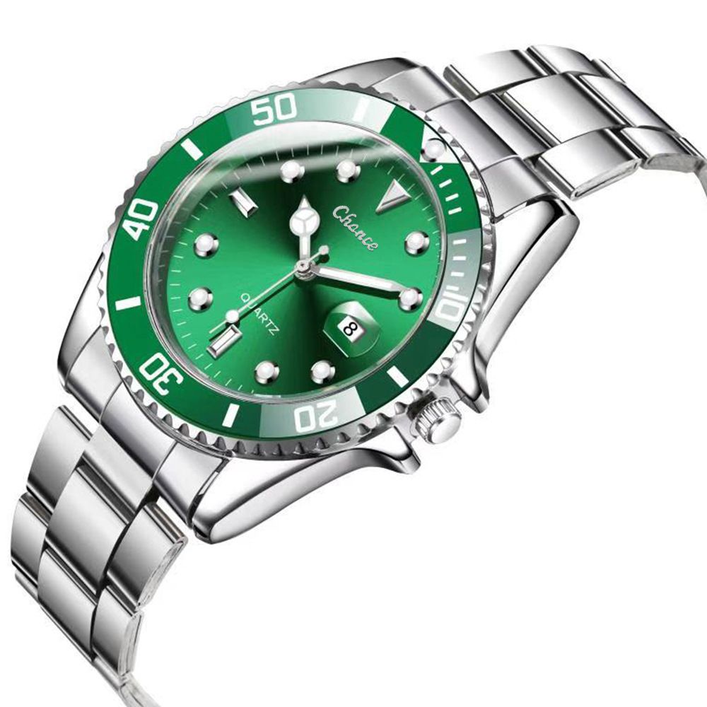 Men's Internet celebrity calendar Green Ghost steel belt quartz watch GD189-J