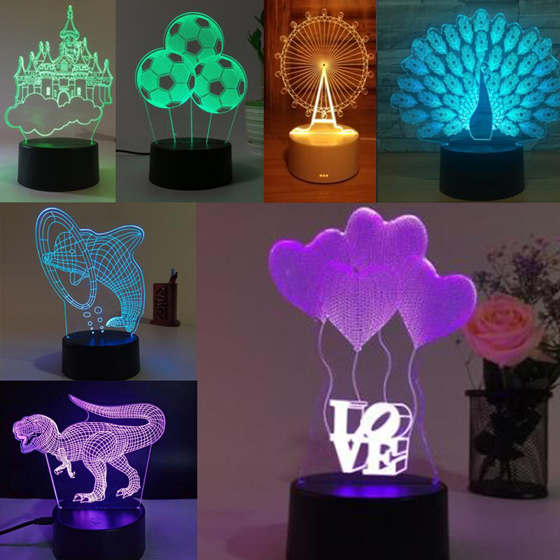 3D LED Lamp Creative 3D LED Night Lights Novelty Illusion Night Lamp 3D Illusion Table Lamp For Home Decorative Light