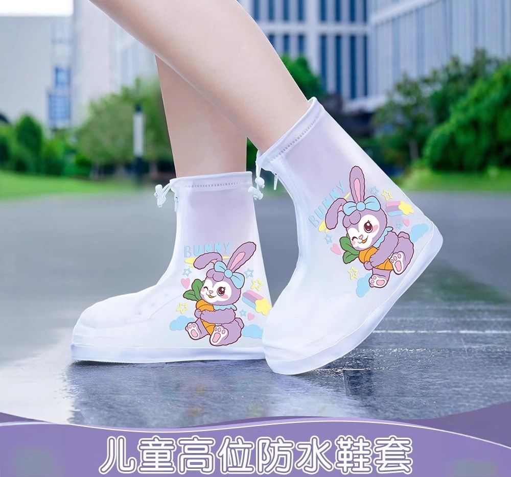 Long Waterproof Shoe Covers for Kids Thick Wear-Resistant Anti-Slip Mid-Calf Rain Overshoes Reusable Portable Foot Protector for Students Boys Girls