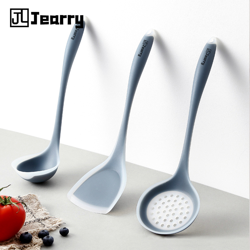 Jearry Silicone Slotted Spoon translucent Home baking kitchenware household food grade Special kitchenware for non stick pan baking accessories