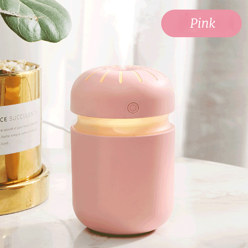 New silent desktop humidifier mini colorful atmosphere light gift aromatherapy car gift humidifier300ml-Pink