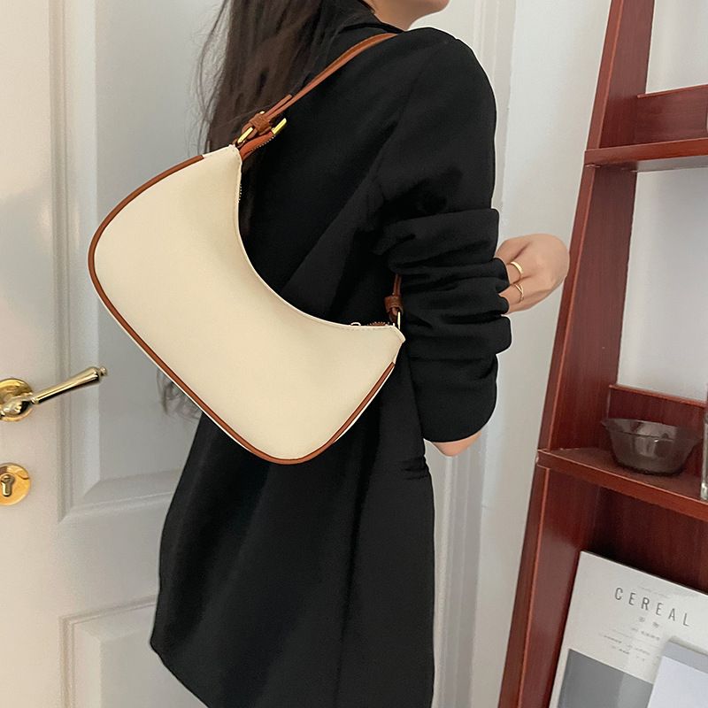 New contrast color fashion crescent saddle armpit bag ladies crossbody bag classic women handbag