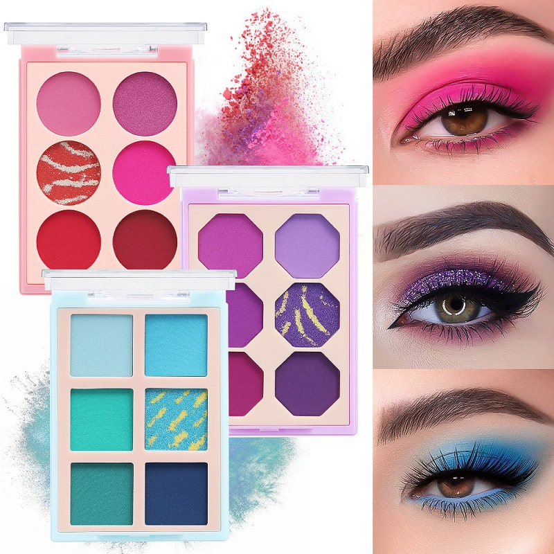 Female 6-color eye shadow plate CRRshop free shipping shot sale women popular fashion trend Colorful makeup matte six color eye shadow plate does not smudge European and American color shimmer eye shadow