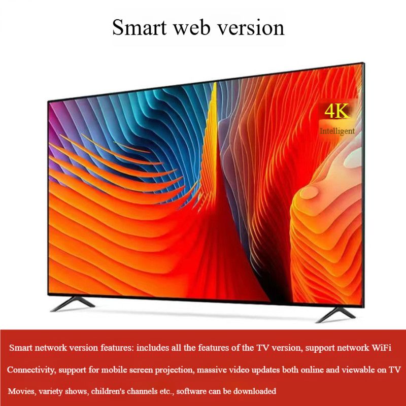 JIAJIAGO,New direct sales 50 inch 55 inch 60 inch 65 inch 70 inch 80 inch 100 inch intelligent network explosion-proof flat screen TV 32HD+SMART frameless full screen digital TV Android intelligent FHD LED TV high-quality speaker - black