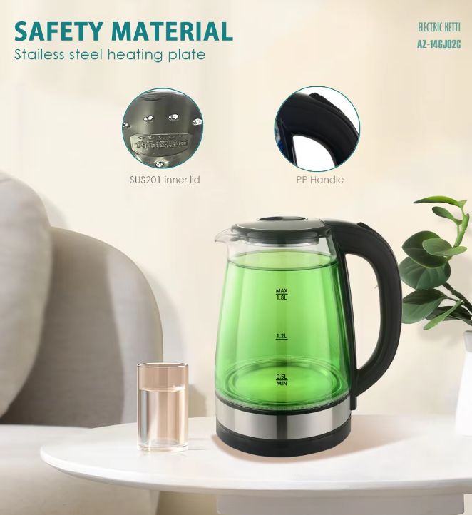 GELAIBO Kettle 1.8L with Blue LED Light Water Heater Electric Kettle Small Order Household Glass Color Box Smart Digital Glass Kettle 1500W - GLB-YC320A