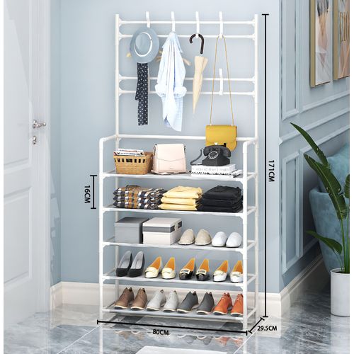 Multifunctional shoe rack - 5 Tier  - White