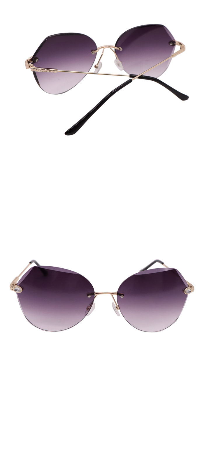 8989 Square Rimless Sunglasses Women Brand Designer Rhinestone Polygon Ladies Sunglasses Trimming Irregular