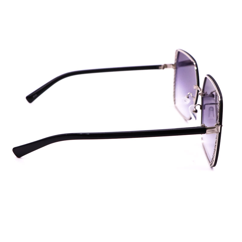 414 Oversized Women Sunglasses Fasionn Gradient Tint Lens Sun Glasses for Female Wide Square Shades Rimless Big Wide Face