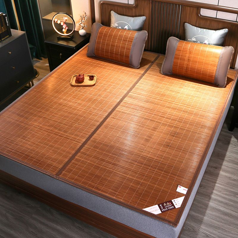 Summer mat pure natural carbonized bamboo mat foldable household bamboo mat double-sided rattan mat student dormitory ice silk mat