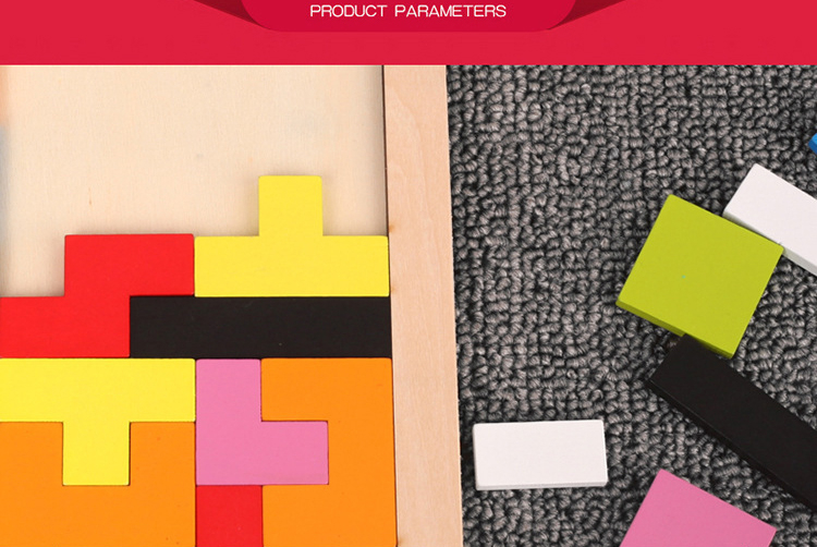 Children's Early Education Wooden Fun Color Classic Tetris Puzzle Toy