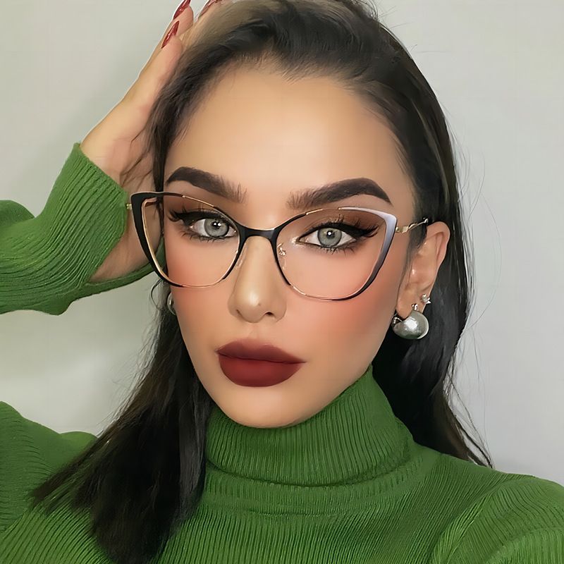 8304 Women's New Retro Cat Eye Flat Light Glasses Anti Blue Light Glasses