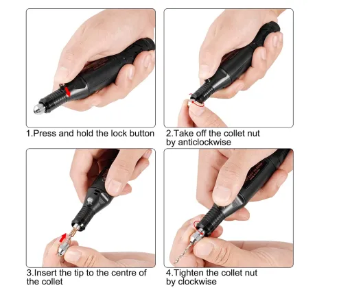 10PCS Hand Drill For Jewelry Making (0.8-3.0MM) Large Black Pin