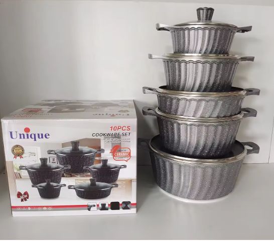 Unique Die-cast Aluminum Kitchen cookware sets nonstick Ceramic cooking pot kitchen Basic Nonstick cookware set 10-piece 5 SET Cookware Set, Pots, Pans, and Utensils