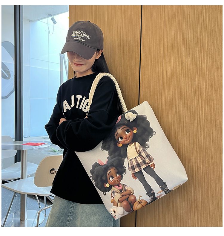 Miss DG Painting hand bag Cartoon canvas bag Large capacity Beauty Tote bag Shopping shoulder bag