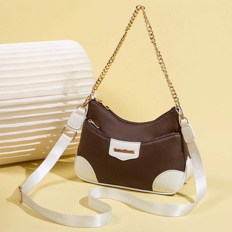 Women VR Double‑Layer Horn Hobo Bag, Light Luxury Underarm Shoulder Purse for Ladies