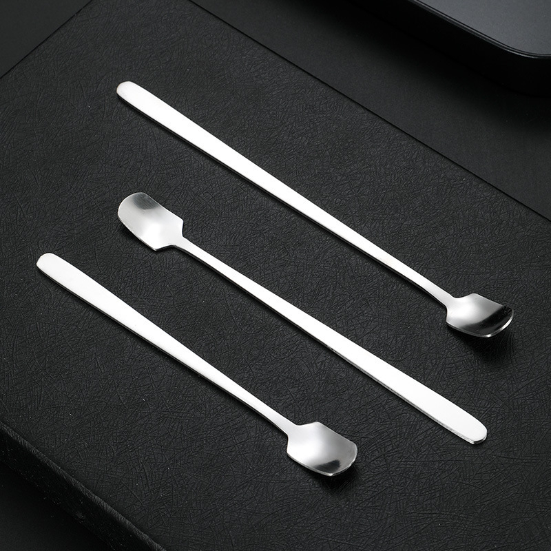 Retro Bar Coffee Spoon Round Head Spoons Gold Stainless Steel Spoon Long Handle Square Head Spoon Home Kitchen
