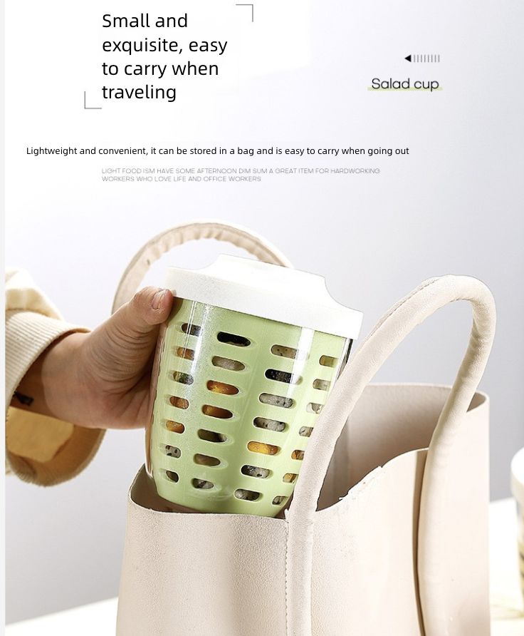 Salad Cup Picnic Fruit Cup Double-Layer Water Cup Portable Breakfast Cup for Office Workers Student Soup Cup Milk Cup Kitchen Dining Storage Travel To-Go Food Containers