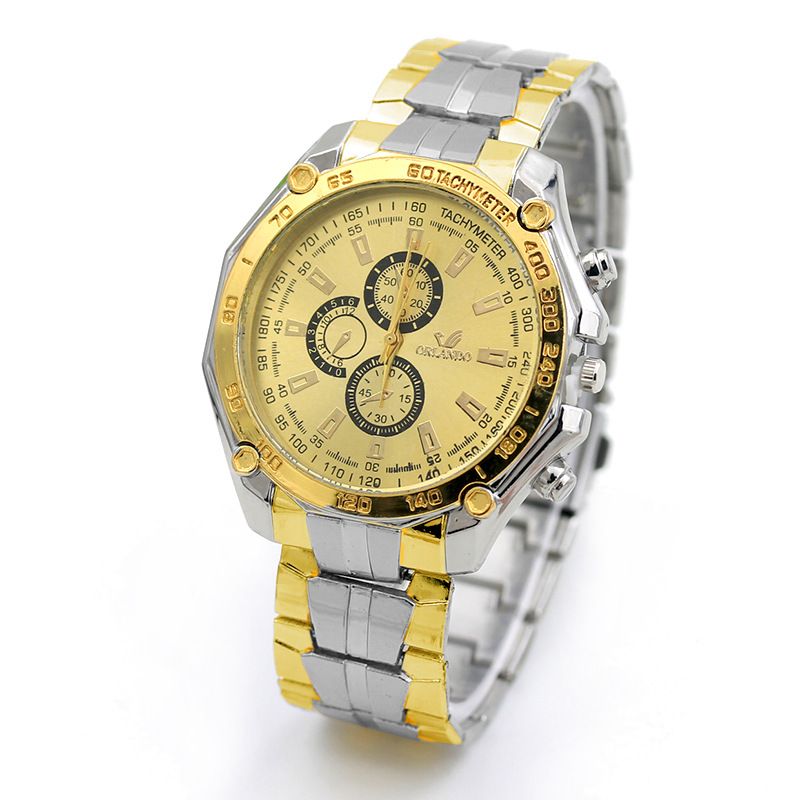 Orondo Gold men's watch Steel band quartz watch men GD048-1-0328
