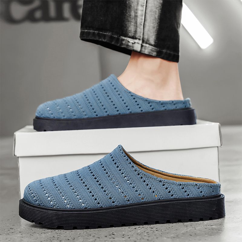 Youth Men Breathable Mesh Shoes Man Fashion Casual Flats Loafers Male Leisure Daily Slip On Footwears For Black
