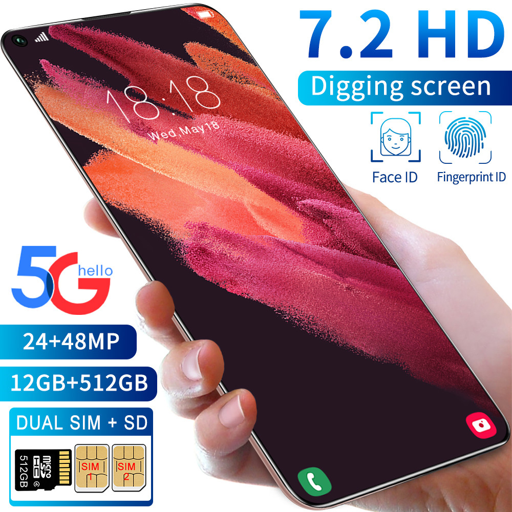S25Ultra 5G Smartphone 7.2Inch Full screen 12GB RAM+512GB ROM Dual Sim Dual Standby Face Recognition Mobile Phone