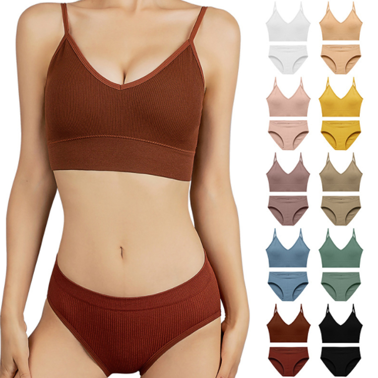 No rims women's underwear, small chest push-up bra, seamless large size bra set with pads, women's underwear set.