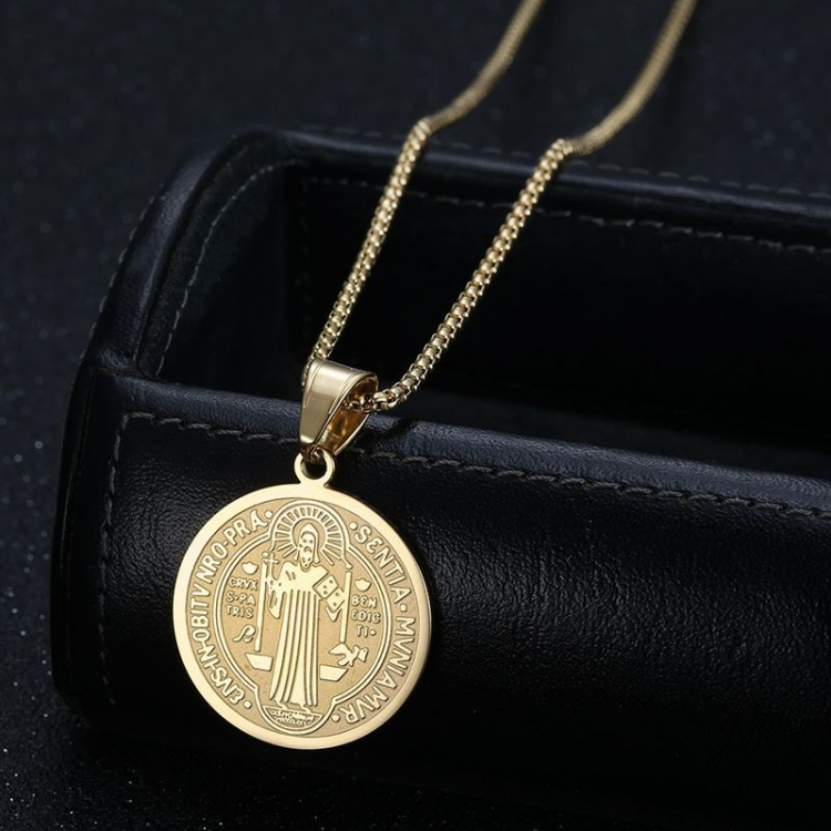 Necklace Father Jesus Stainless steel Pendant Jewelry Europe and America priest gold silvery CRRSHOP unisex men women birthday gift present