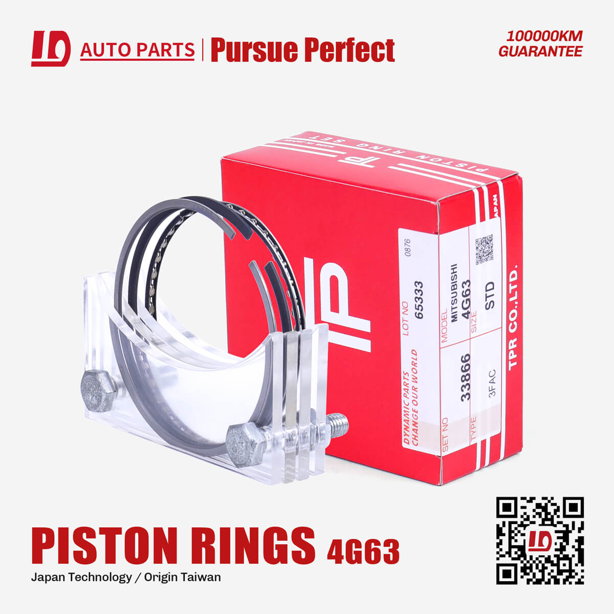 TP 4G63 Engine Piston Rings OEM:33866 for MITSUBISHI