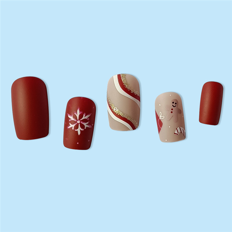 24pcs Small Floral Printed False Nails Patch Glue Type Short Paragraph Fashion Manicure Natural Artificial Ballerina Fake Nails christmas gift nails 