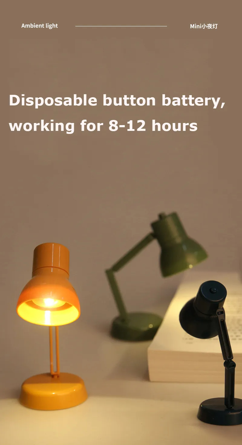 AJJP0025 Cute Mini LED Table Lamp Removable Portable Reading Auxiliary Desk Lamp Bookmark Tools Kawaii Stationery School Supplies