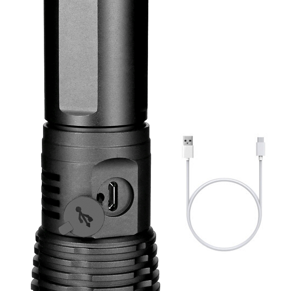Adjustable Flashlight Strong Light Rechargeable LED Torch 18650 or 26650 Battery Zoom 5 Modes Outdoor Camping Emergency
