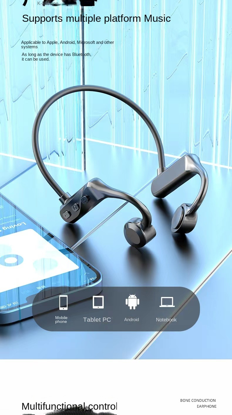 New bone conduction Bluetooth headset Earless wireless sports fitness Ear-hanging vibrato explosion models