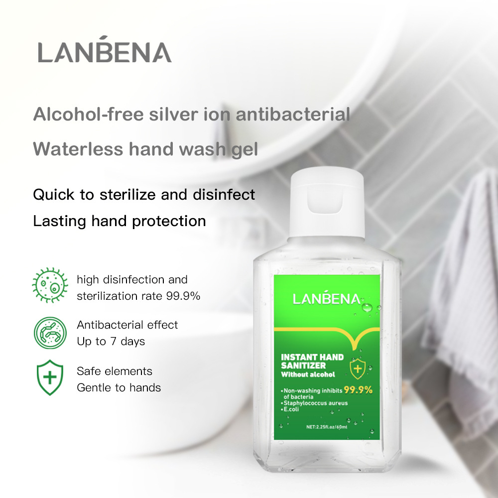 LANBENA LNWBBBBBHH Instant Hand Sanitizer Refreshing Gel without Alcohol,60ml Travel Size Flip Cap Bottle
