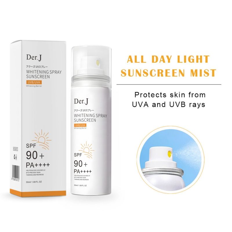 Der.J Sunscreen spray SPF90+ All weather sunscreen spray，Refreshing moisturizing sunscreen spray ，skin whitening Sunscreen Facial Care 