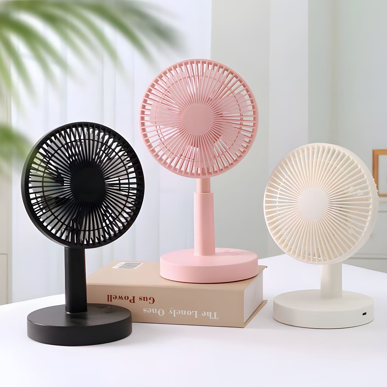 2025 new desktop desktop oscillating head fan usb rechargeable brushless motor three-speed wind power