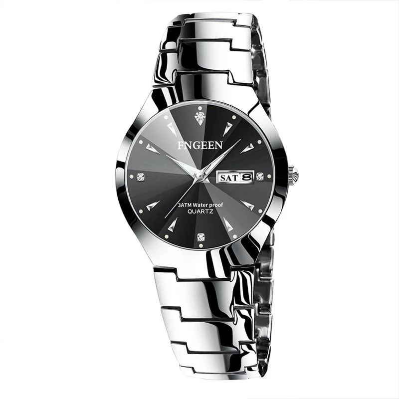 FNGEEN 5808 Relogio Feminino Couple Watch Men Quartz watch for Lovers Luxury Womens wristwatch Stainless Steel Waterproof
